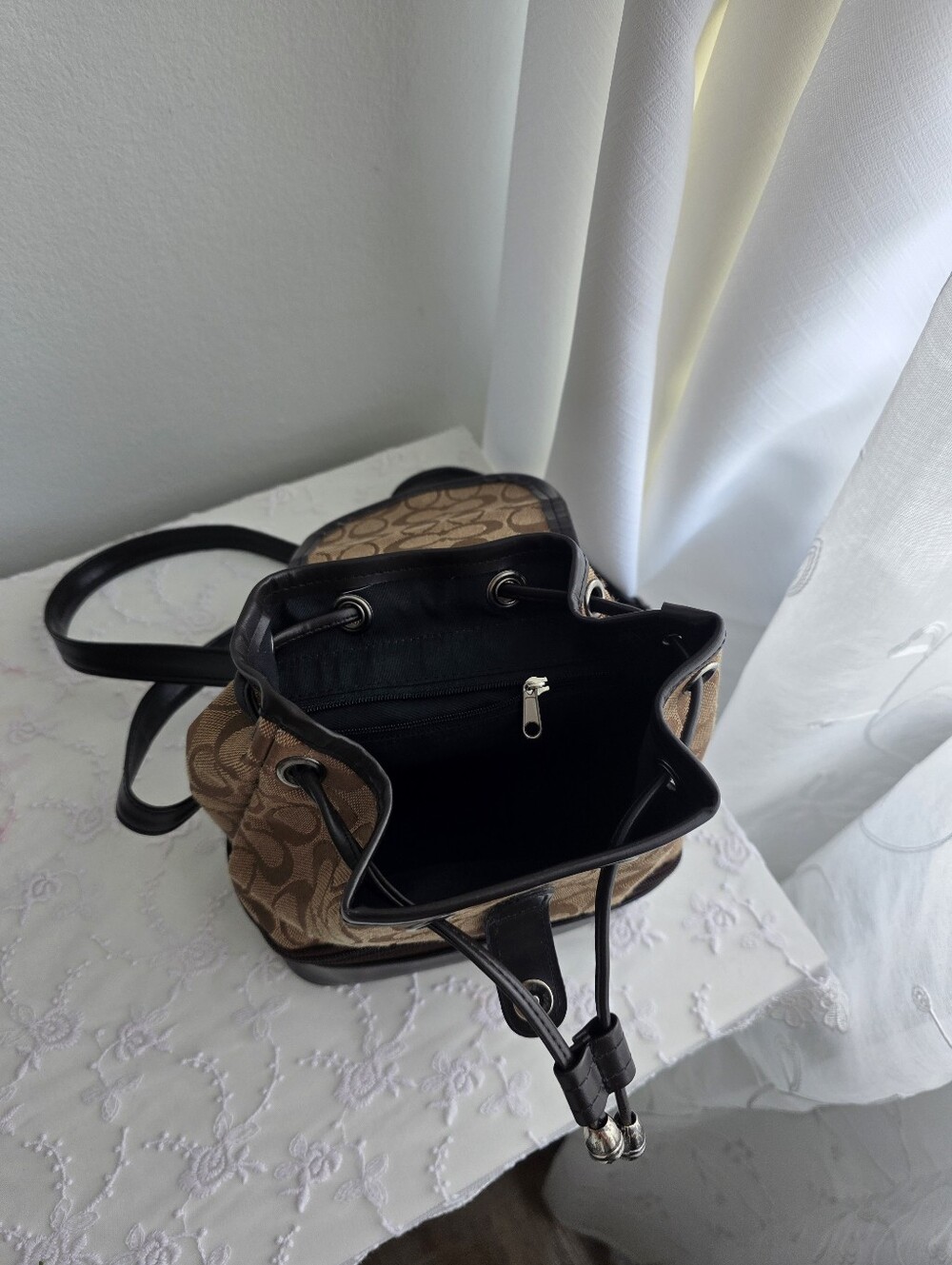 Brown C Signature Drawstring Backpack - Picture 7 of 7